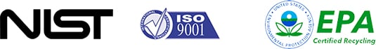 Partner accreditations - NIST, ISO 9000, EPA Certified Recycling