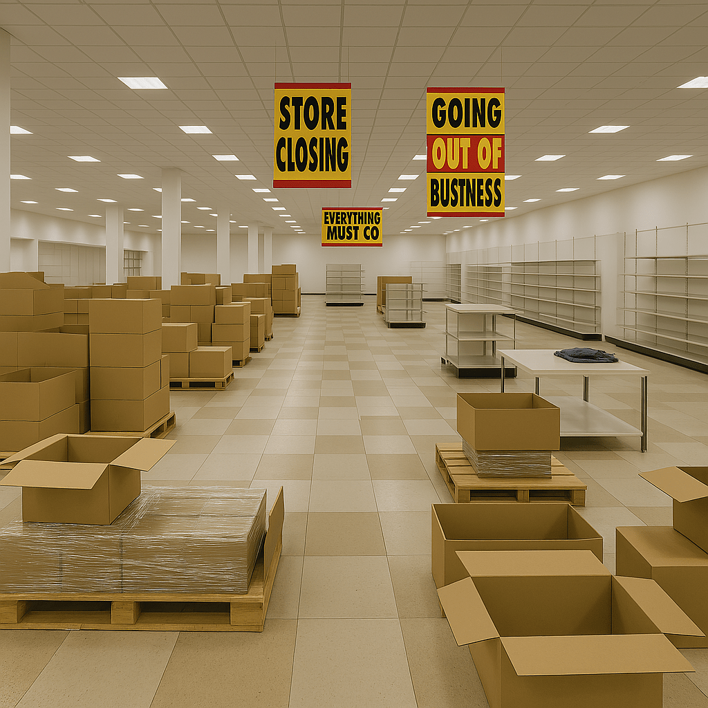 Empty store with boxes laying around