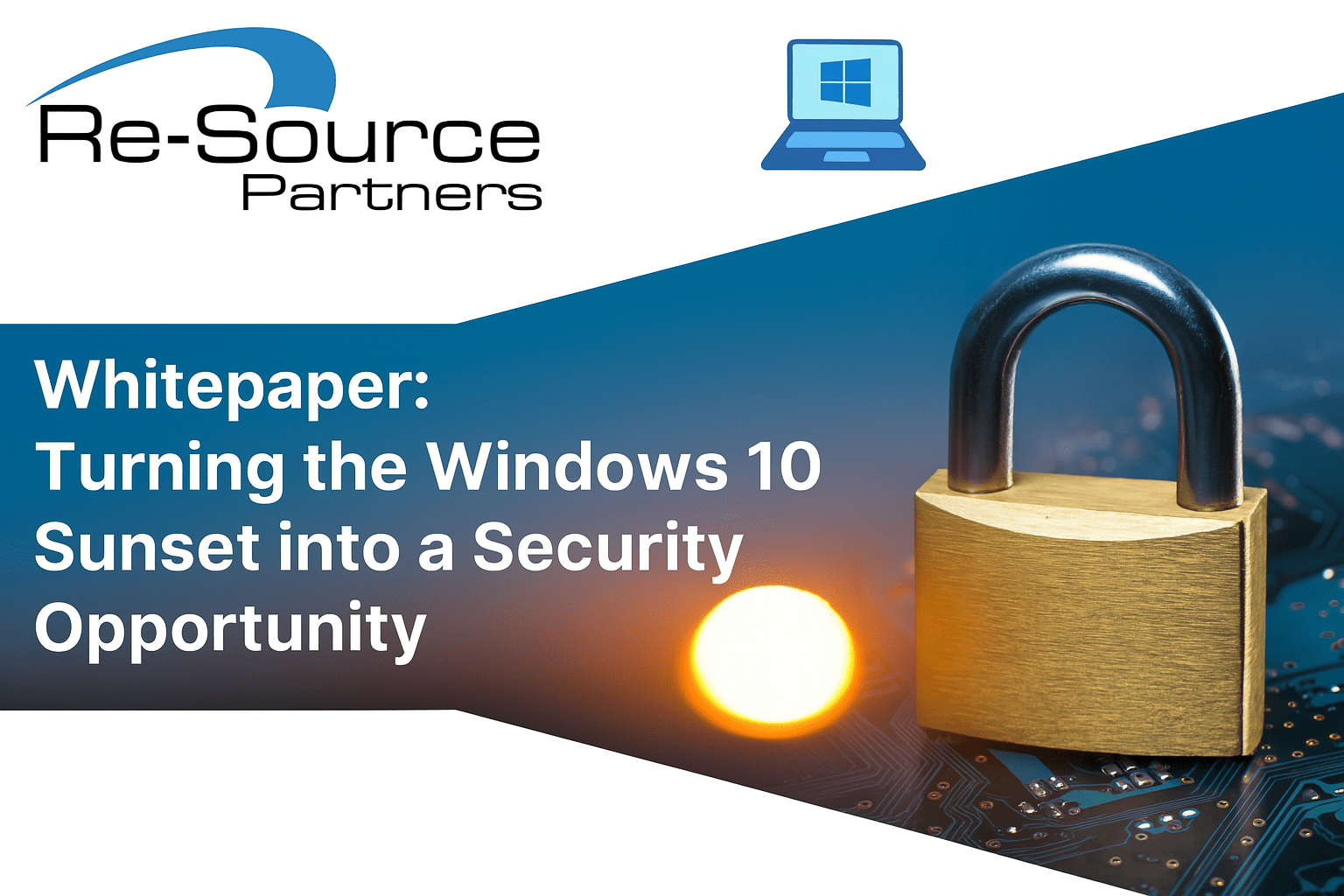 A padlock with a city sunset in the background