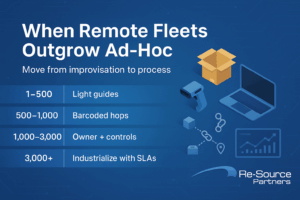 Stock image of a box, computer, and title of blog