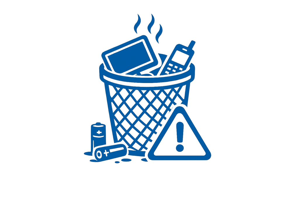 Trash basket with items in it